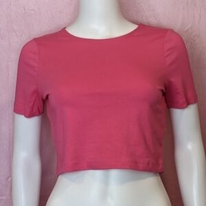 ASOS Pink Crew Neck Short Sleeve Cropped Tee size 8